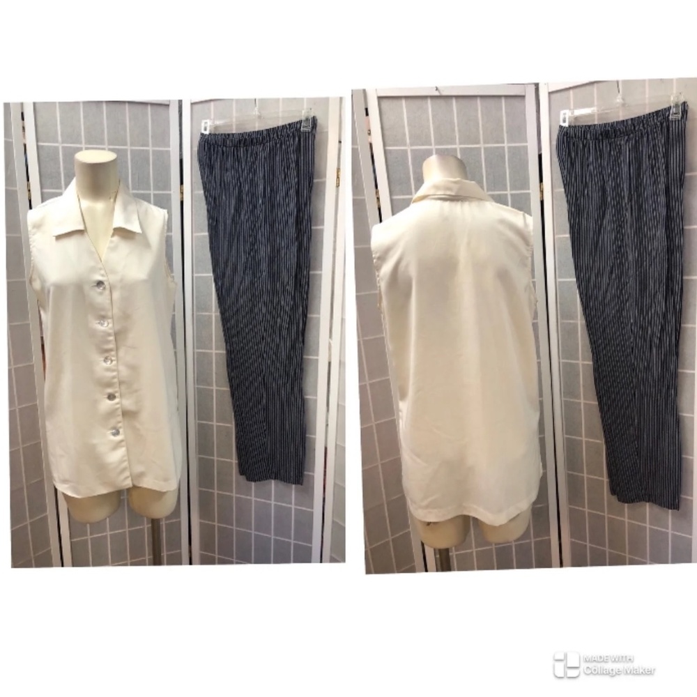 NY Company Woman,Pant set 2 pc,small/medium,Made in USA,a white striped pants.!
